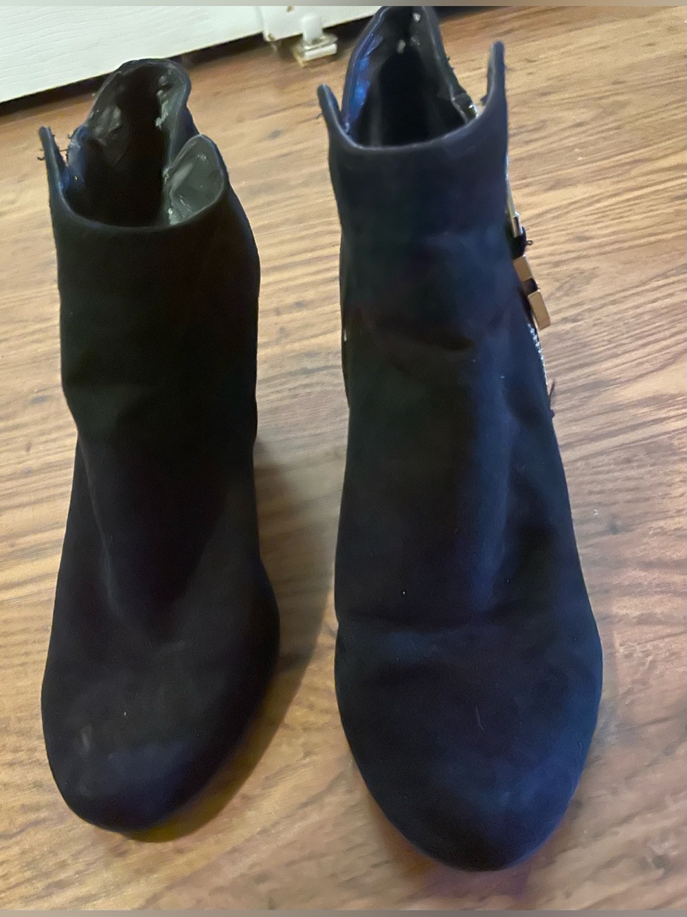 BCBG Black Suede Like Ankle Booties with Side Buckle